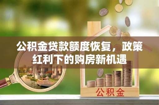 精准公积金贷款额度恢复，政策红利下的购房新机遇